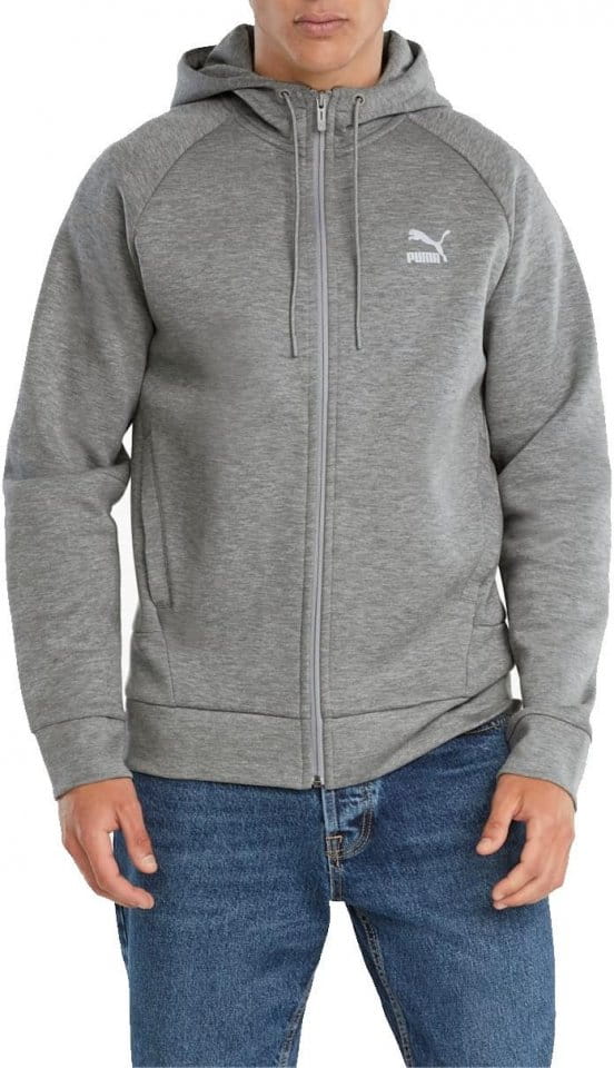 Sweatshirt med huva Puma Classics Tech FZ Hoodie DK Medium Gray H
